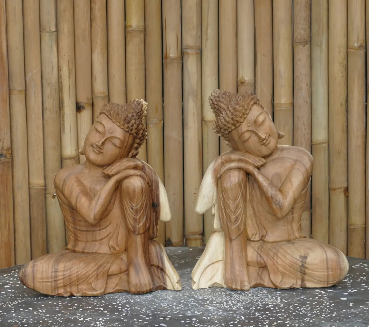  Product image 1 of the product “2 set buddha relax made from suar wood, 40cm Height ”